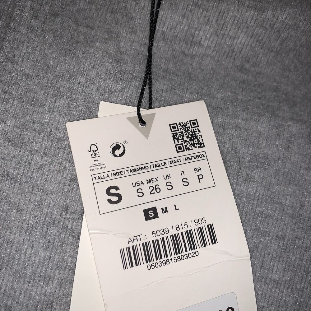 NWT ZARA Basics Grey Shirt Sleeve Mini Dress Extra Soft Size Small - Picture 6 of 8